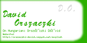 david orszaczki business card